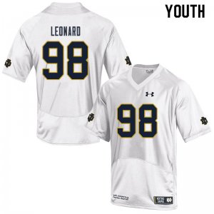 Notre Dame Fighting Irish Youth Harrison Leonard #98 White Under Armour Authentic Stitched College NCAA Football Jersey TZB2099XH